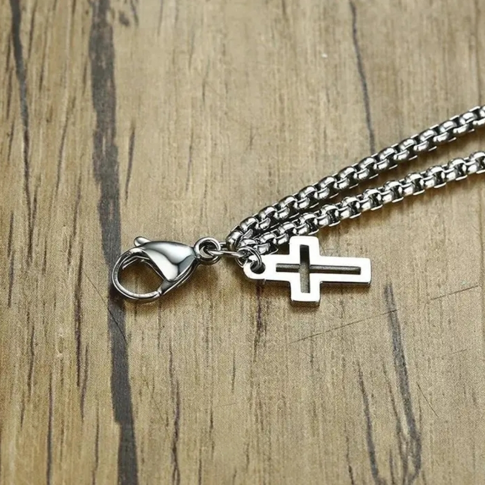 Stylish Cross Double Chain Bracelet with Hollow Cross Pendant- Unisex